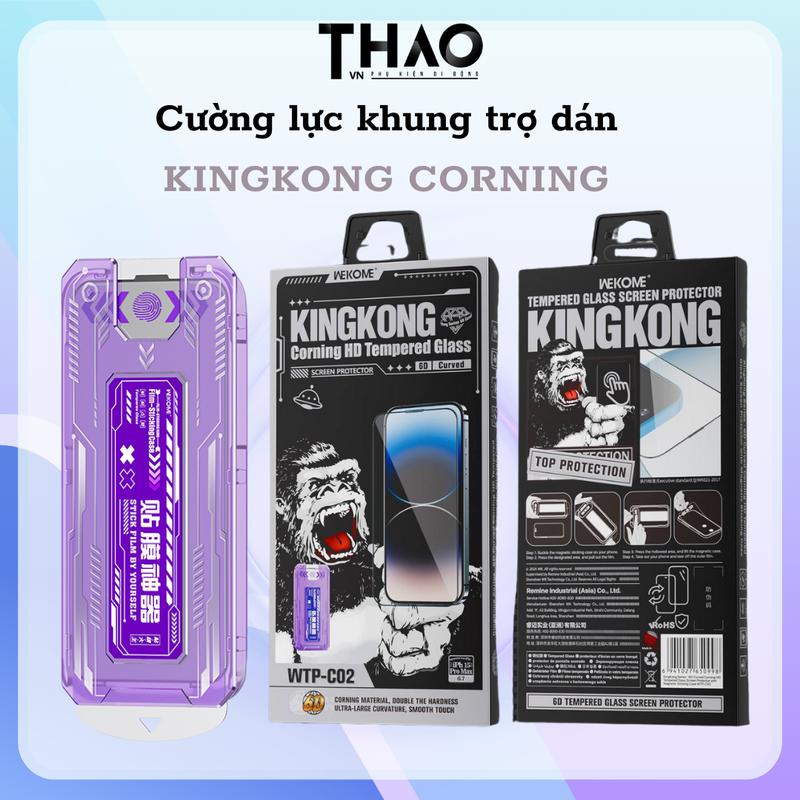 Kính Cường Lực Khung Trợ Dán KINGKONG WEKOME WTP-C02 CORNING trong suốt dành cho iPhone, bảo vệ màn hình tránh va đập và trầy xước Phụ Kiện