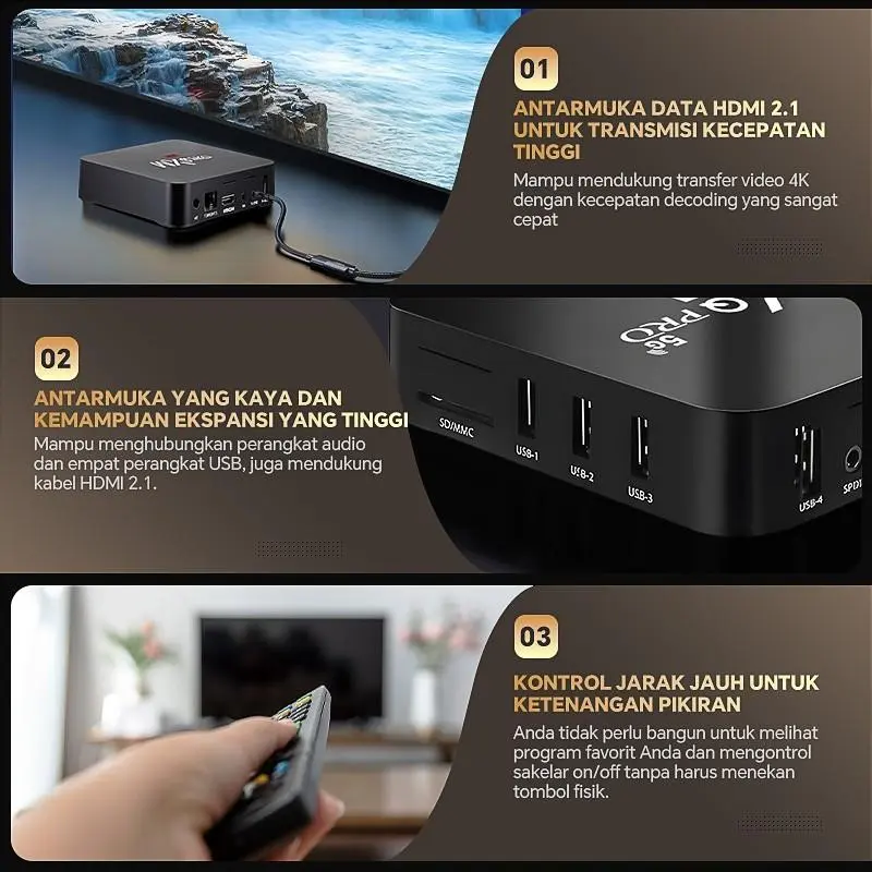 MXQ TV Box 4K 5G Kemajuan Cerdas Paket kotak TV Penerima Digital 8GB+128GB Penuh HD/ STB Wifi Dikirim di Jakarta Garansi 12 Bulan 4