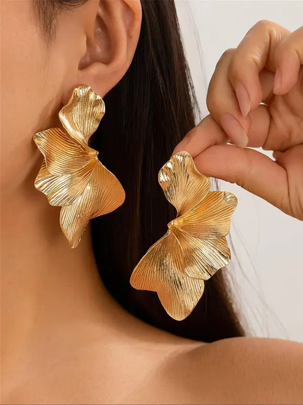 Irregular Petal Design Dangle Earrings, Fashionable Jewelry for Women, Daily Clothing Decor, Trendy All-match & Exquisite Jewelry for Birthday Gift 0