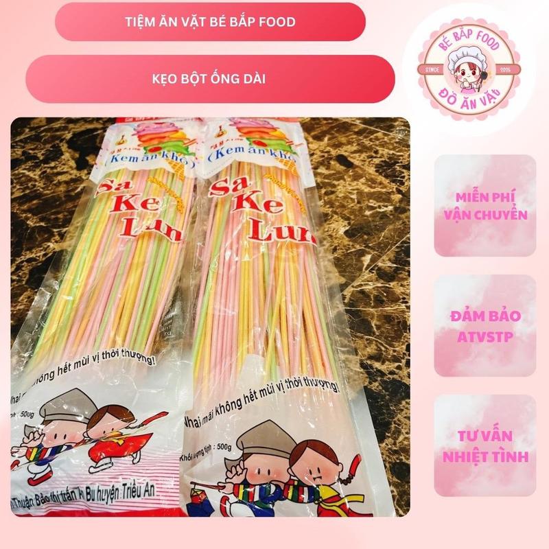  Kẹo Bột Ống Dài - Kẹo Xê Trai Cây Kẹo Bột Tuổi Thơ Gói 50 Thanh 50cm Tiệm ăn vặt Bé bắp Food Chua Snack Candy banh keo 