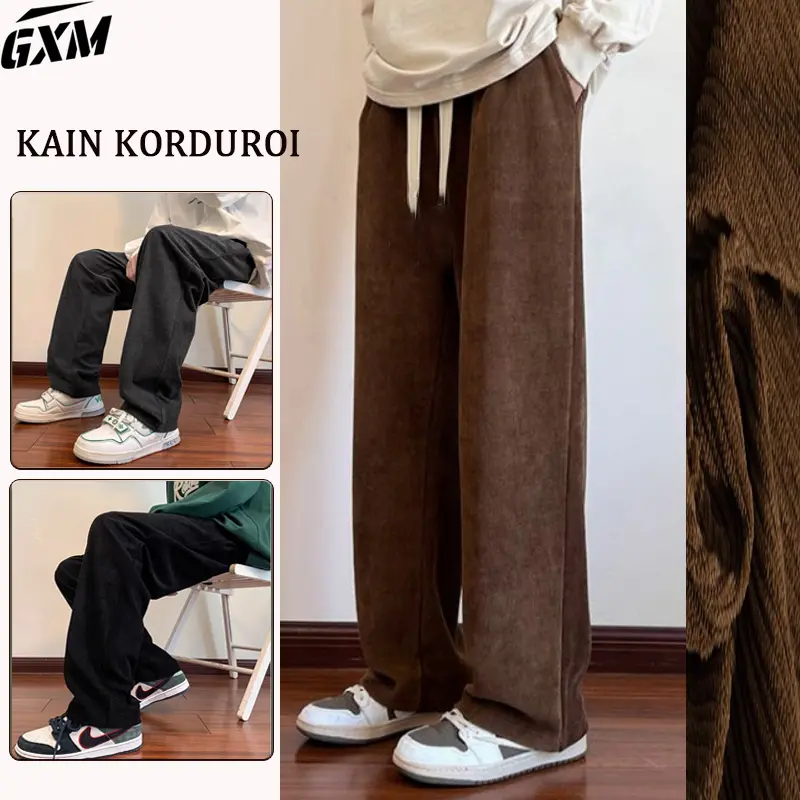 celana corduroy pria hitam celana vintage pria cokelat Celana Panjang Corduroy Casual Model lurus pria abu abu  celana remaja baggy pants Celana panjang cowok keren celana korduroy pria tebal  jogger pants pria import