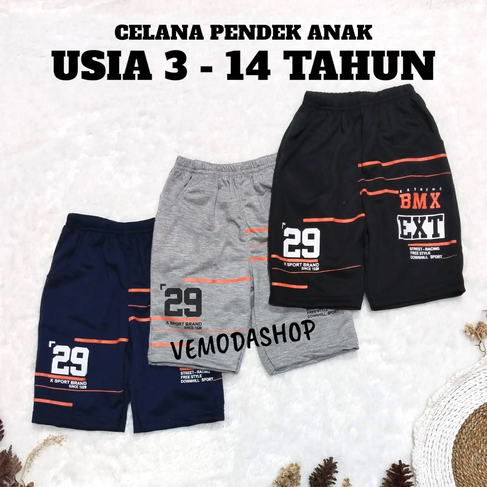 Celana Pendek Anak Laki-Laki Usia 3 - 14 Tahun Motif EXT 29 Fashion