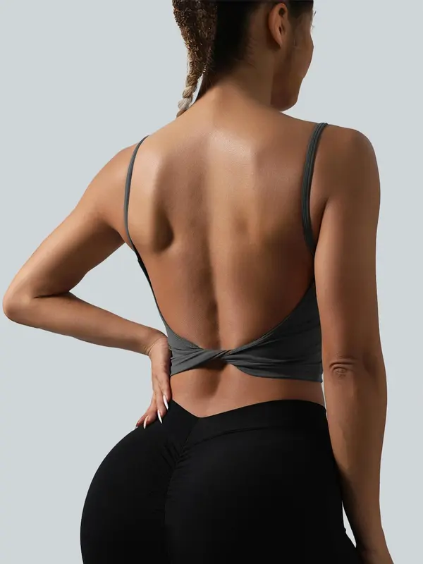 Women's Solid Sports Cami Top, Sports Plain Top, Ladies Sportswear for Indoor Outdoor Wear 7