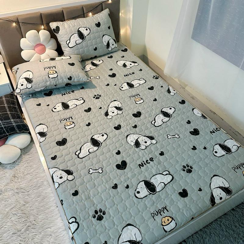 Bộ ga trải giường và 2 Vỏ gối nằm trần bông size M2 , m4 , m6 , m8 , ga trần bông bo chun bọc đệm kèm vỏ gối trần có khoá kéo