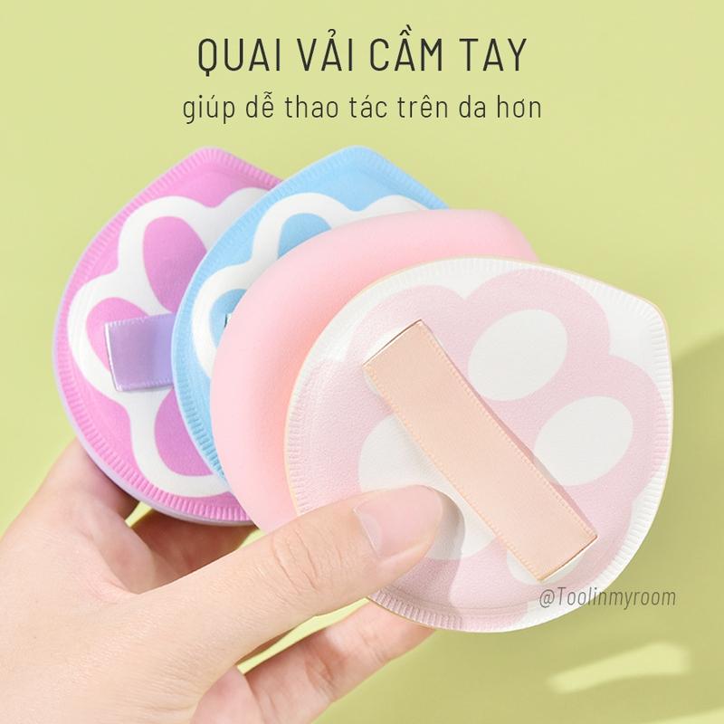 Bông Mút Tán Trang Điểm XL Chân Mèo Kèm Hộp Đựng Mềm Xốp Big Size Giúp Tán Kem Nền Phấn Phủ Hiệu Quả 4