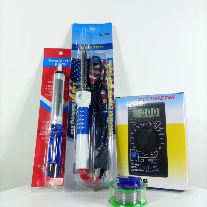 solder amerika 40watt paket lengkap 5pcs (solder amerika 40watt+sedotan timah+timah 5meter+multitester/multimeter+pasta 0