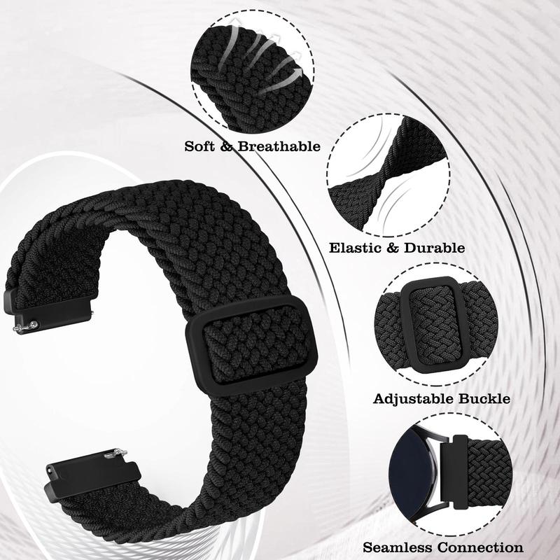 Product Introduction of Braided Nylon Watch Band (Band Only), 3 Counts Adjustable Sports Watch Band for Samsung Galaxy Watch 6 5 4 Active 2, Universal Watch Band for Men & Women 10