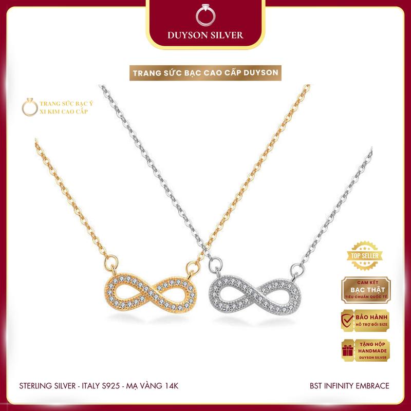 Dây chuyền bạc 925 vô cực Infinity Embrace, Vòng cổ bạc Ý 925 Unisex Mạ vàng 14k cao cấp DUYSON SILVER DCXK77
