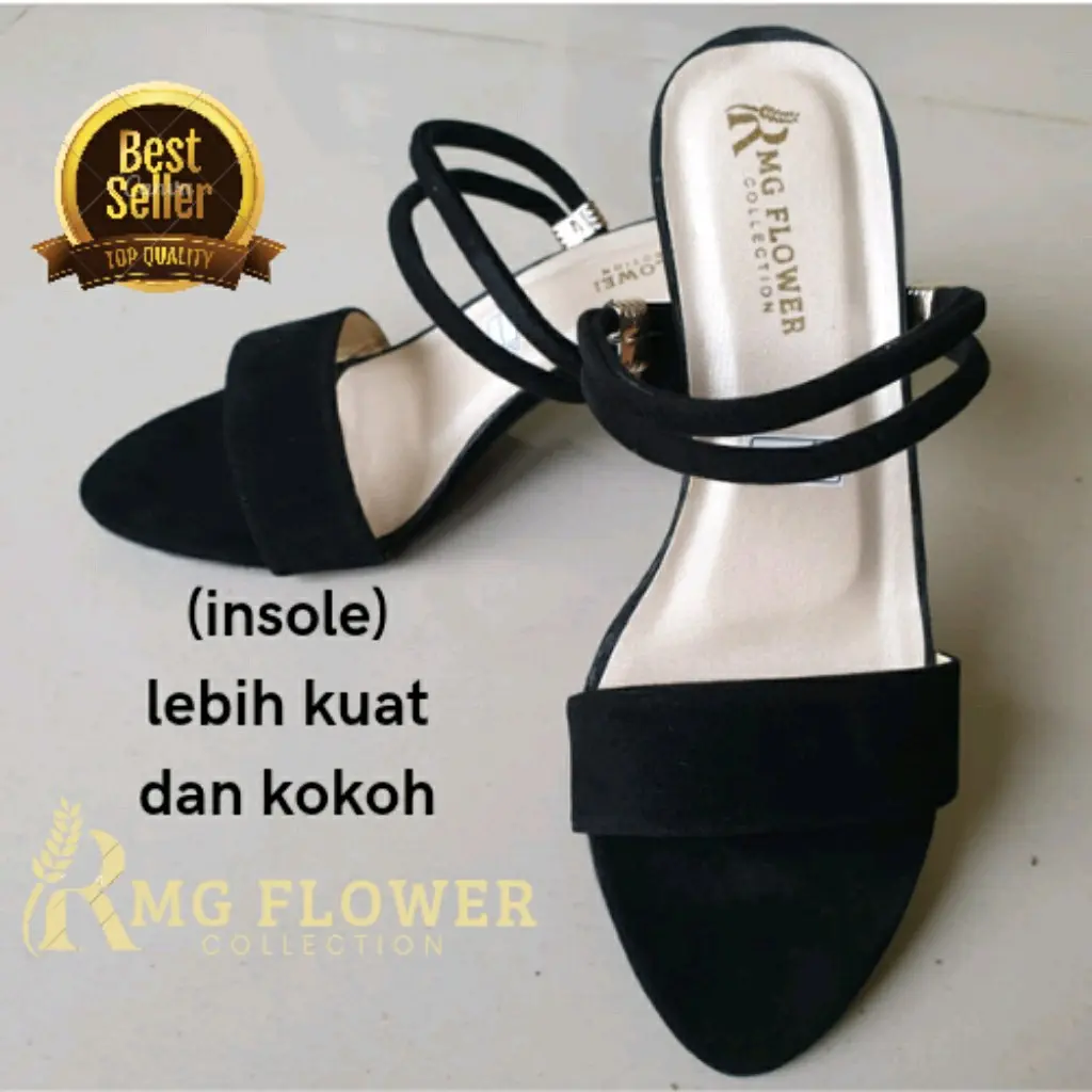 RMG1 sandal hak tahu premium super insole terbaru 2023 viral fyp bisnis pesta  kondangan Hak Setengah (3-5 cm)