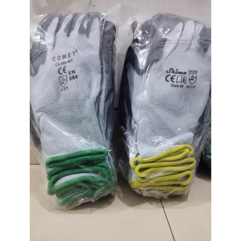 COD SARUNG TANGAN SAFETY LAPIS KARET ABU-ABU LUSINAN Sarung Tangan 5