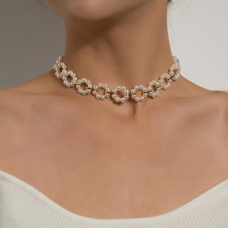 Product Introduction of White Imitation Pearl Beads Choker Clavicle Chain For Women Handmade Elegant Strand Bead Necklace Wedding Jewelry Collar Gifts 3