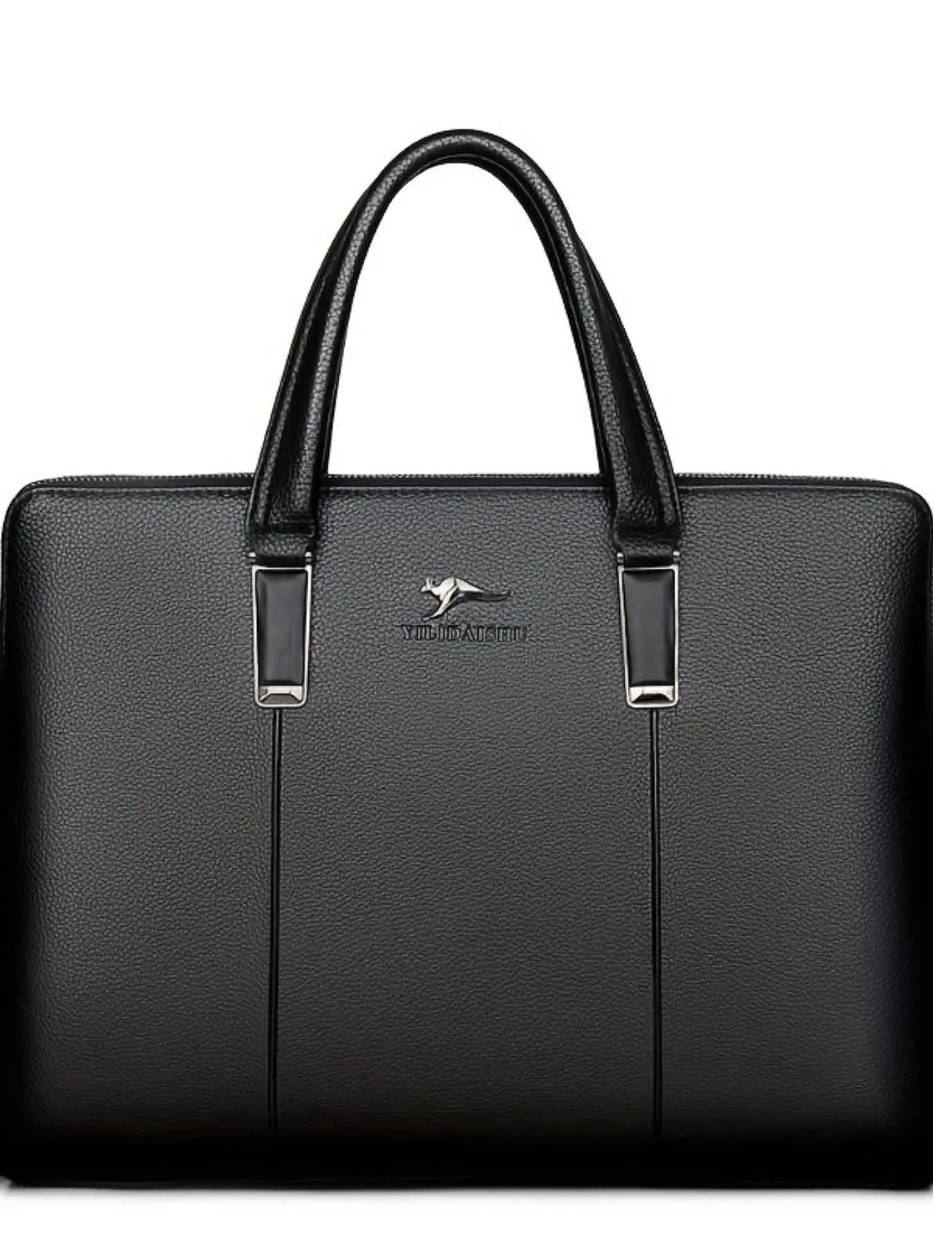 Men's Business Solid Color Zipper Briefcase, Fashionable PU Leather Shoulder Bag for Work & Daily Used, Casual Trendy Versatile High-quality Daily Commuting Bag