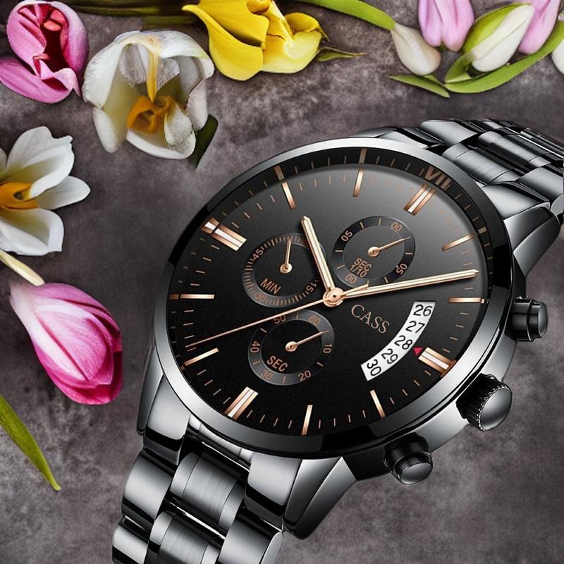 Product Introduction of CASS JAM TANGAN PRIA TERBARU 2023 BAND BAJA KALENDER LEDAKAN BAND KUARSA WATCH MEN'S BUSINESS MEN'S WATCH THREE DIAL DIAL WATCH WATCH 10