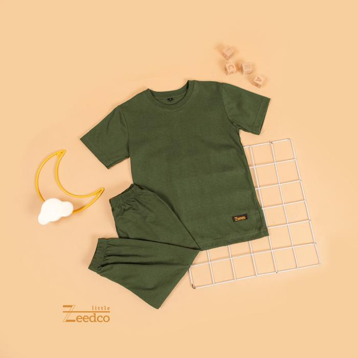 Gambar Setelan Anak 1-7 tahun Jogger Set Olive  premium cotton 24s dari Little Zeedco Kab. Bandung Tokopedia