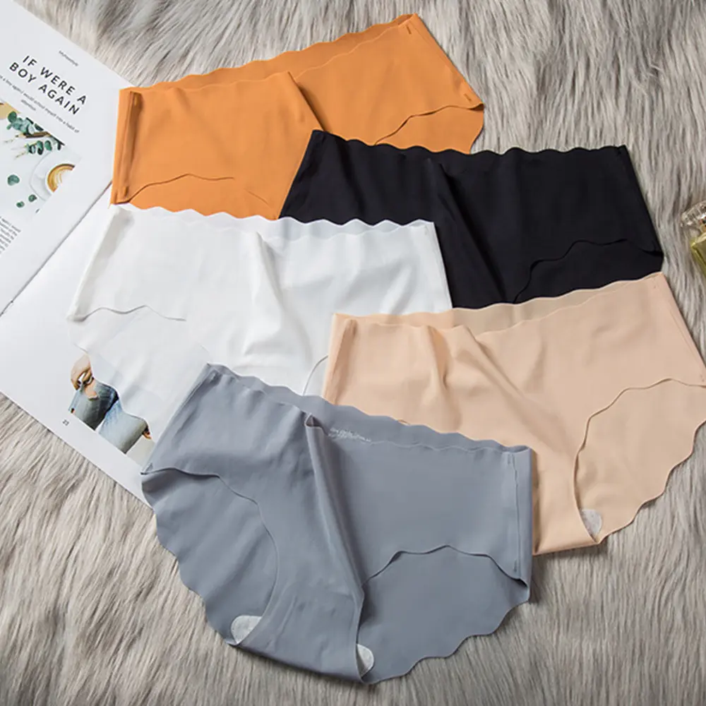 1/5pcs Underwear Women Seamless Ice Silk Panties Wave Girls Clothing Underwear Briefs Ladies Lingerie