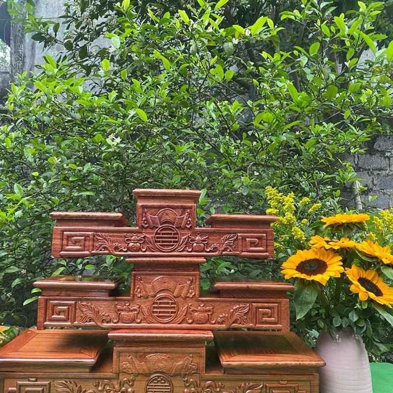 Tam cấp gỗ hương nhập khẩu decor ban thờ gia tiên Decor Trang Trí Nhà bàn thờ kệ than trùm năm cam den bantho đồ đồng lộc thần