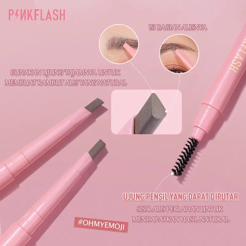 PINKFLASH OhMyEmoji AUTOMATIC Eyebrow Pencil Lasting 8h Waterproof Pigmented Easy Blend Soft Durable Fiber Rotating PF-E09 3