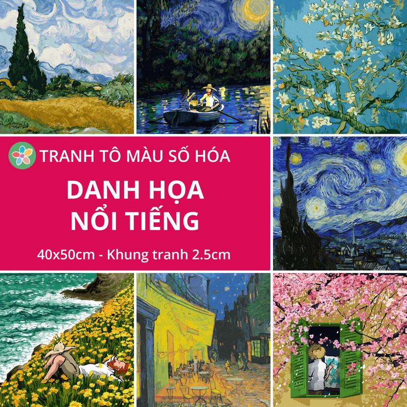 Tranh tô màu theo số - Danh họa nổi tiếng Van Gogh đã căng khung 40x50cm Vẽ Tranh Diy