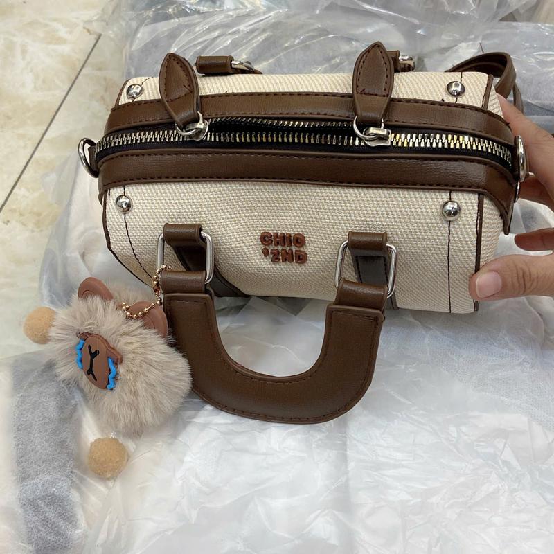 Túi thời trang xách tay Túi đeo chéo size 20cm dáng trông - tặng kèm bông treo Bag Da Nữ Nhung Kem 3
