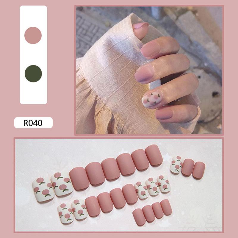 Fake Nails Finished Stickers Cute Nail Stickers Wearable Nail Stickers Removable Fake Nail Pieces 24 Pieces 4