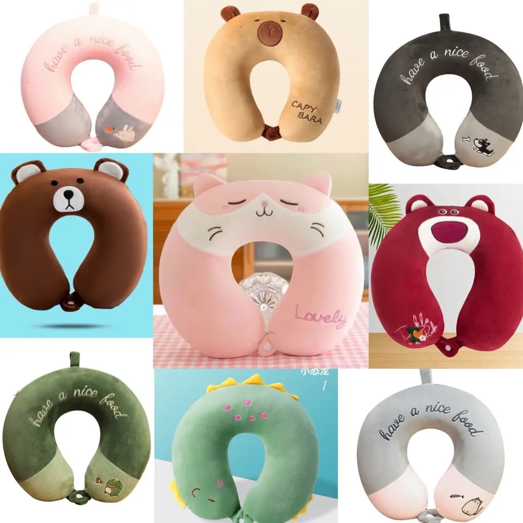 Nhà Cam, Gối kê cổ cao su non, gối kẹp cổ, gối đỡ  chống đau mỏi vai gáy, dùng cho văn phòng du lịch tàu xe, nhiều mẫu mã cực dễ thương và tiện lợi
