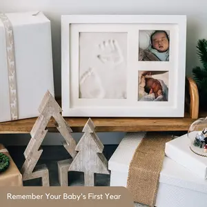 BabyBeeBoo Set Cetakan Baby Premium Foot Print 3D Bingkai Foto Kaki Tangan Bayi Newborn