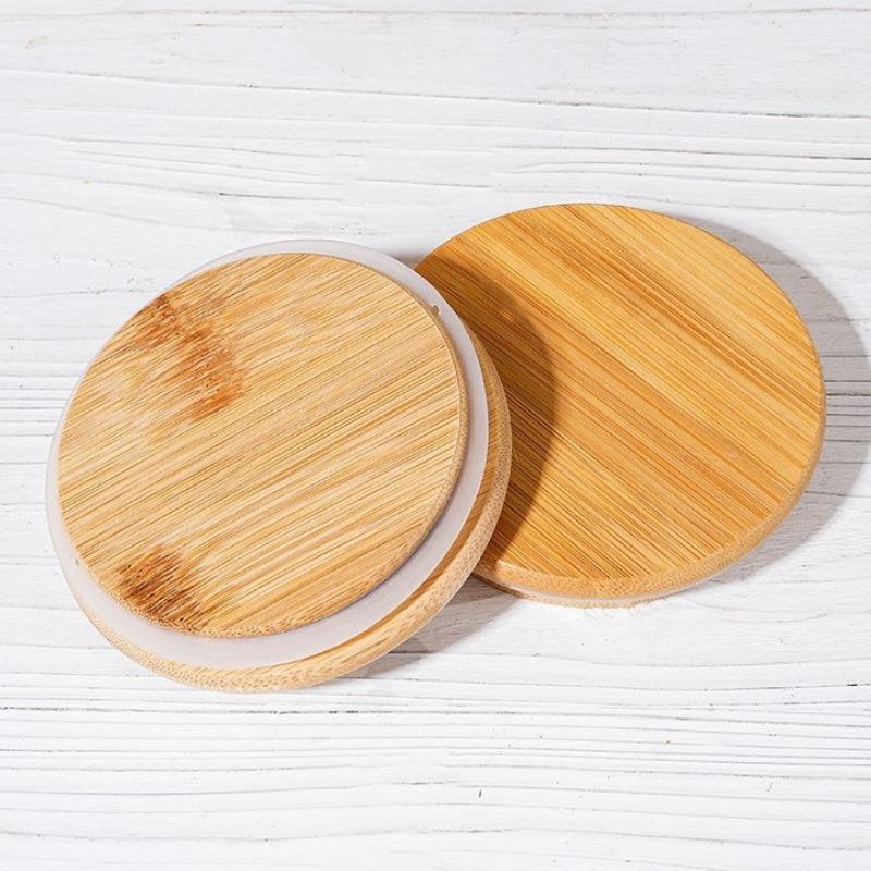 Clear Glass Storage Jar with Wooden Spoon Set (2 Sets), Household Food Storage Container with Bamboo Lid, Kitchen Utensils, Anti-breakage Packaging Sealed Bottle Set 2