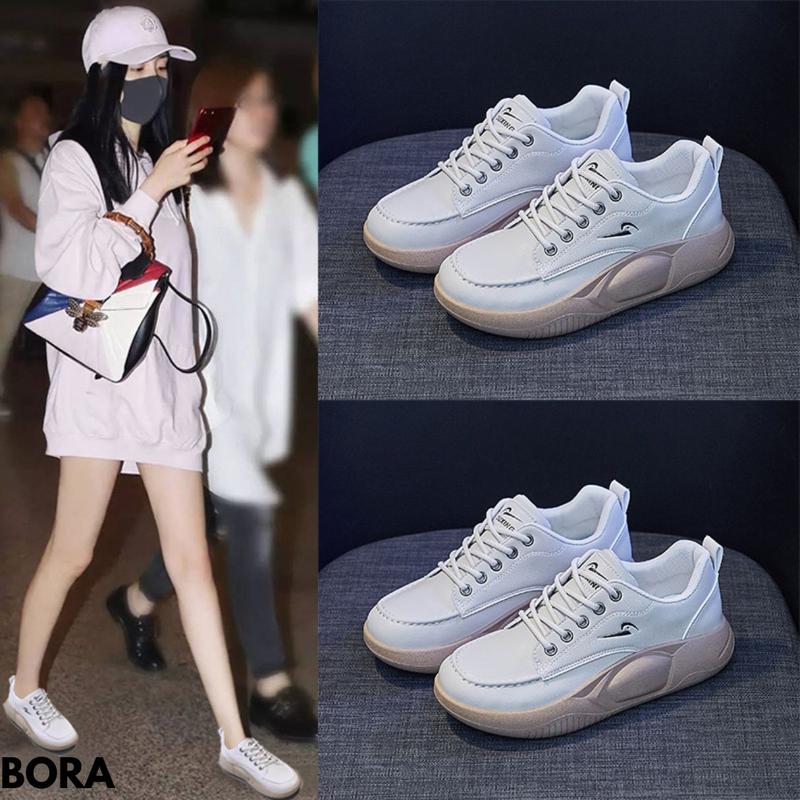 Sepatu Wanita Moderen Cantik Sneakers Viral Comfy Ootd Fashion Bahan Pu  Bora 3