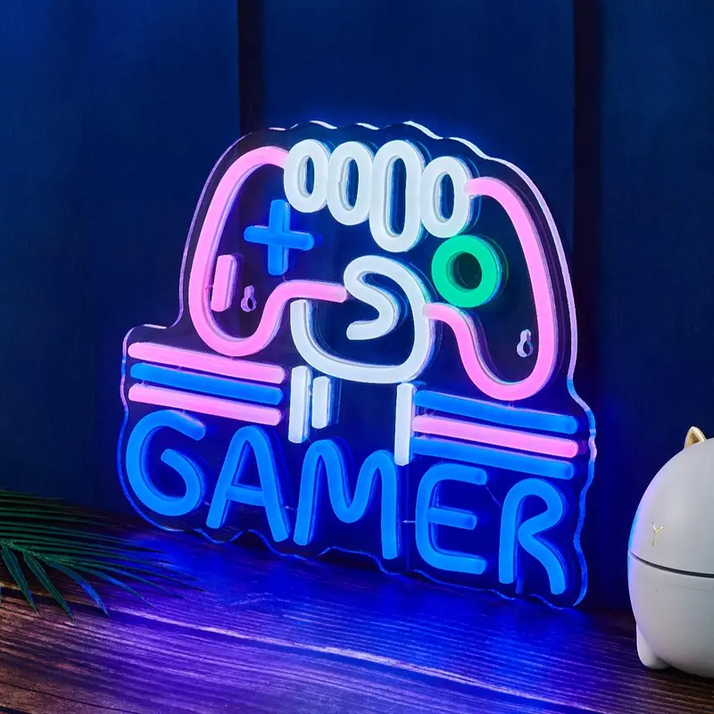 Game Controller Shaped Neon Sign, USB Powered Neon Light, Novelty Lighting for Gaming Room Game Zone Decoration, Home Decor 3