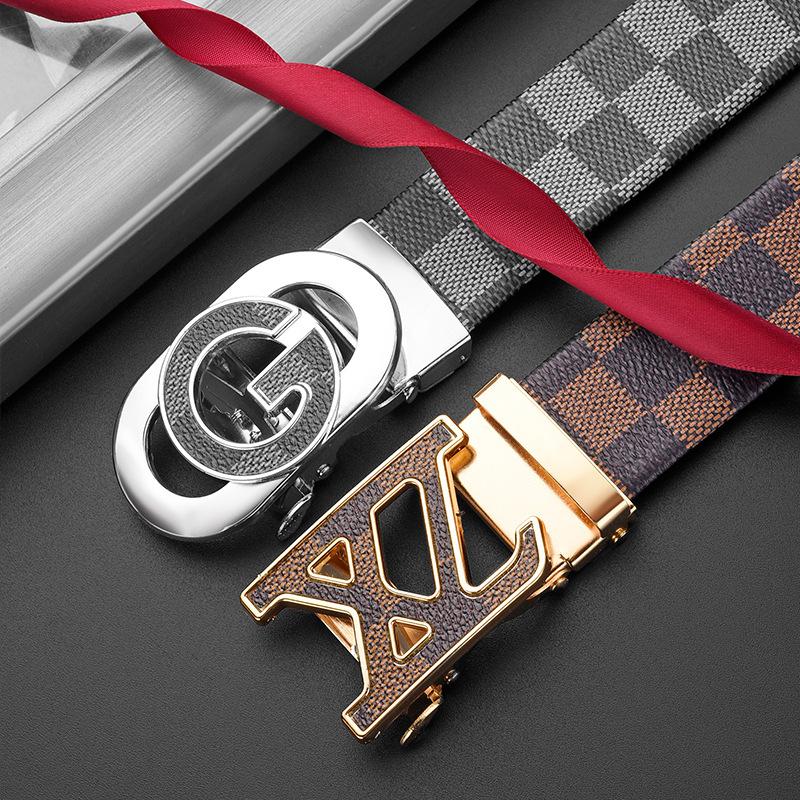 Thắt lưng nam dây nịt nam Caro đủ màu, dây lưng da đầu khóa chữ nhỏ Ví thắt lưng trắng Trang Trí