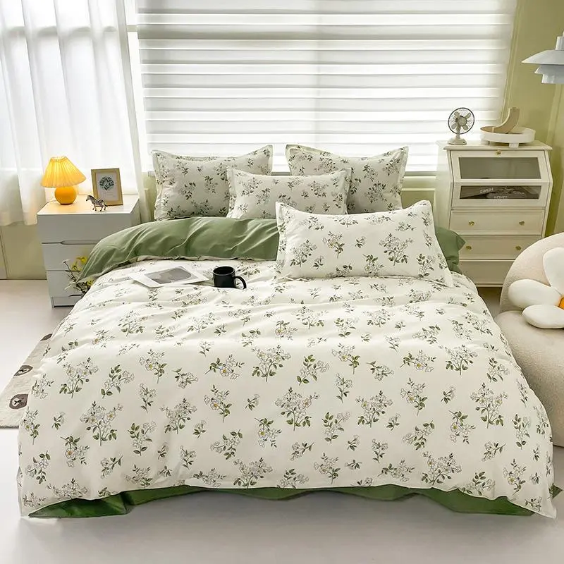 Floral Print Duvet Cover Set, 1 Count Duvet Cover & 2 Counts Pillowcase without Filler, Soft Comfortable Bedding Set for Home Bedroom