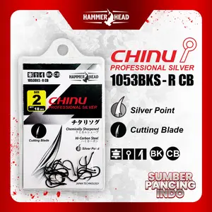 HAMMERHEAD Mata kail Pancing  Chinu Profesinal Silver 1053BKS-R CB Pancing Umpan Cutting Blade Material Alloy Steel Super Tajam Tahan Karat