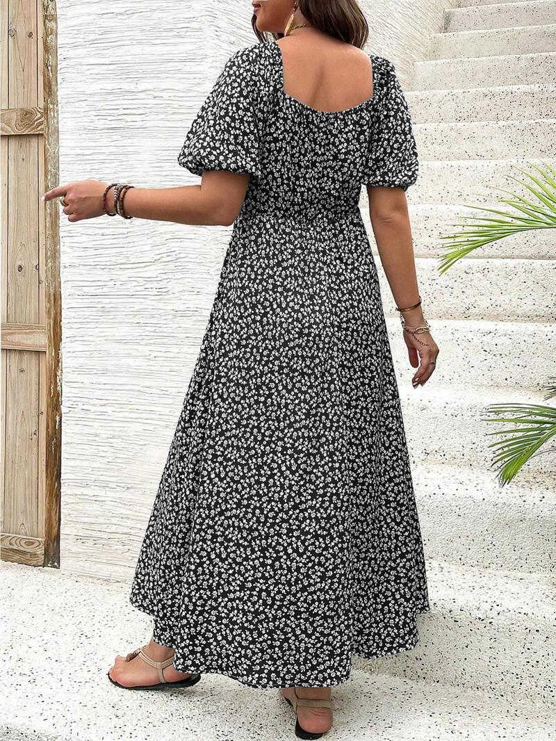 Product Introduction of Women's All Over Print One Shoulder Dress, Casual Fashion Long Sleeve Dress for Daily Outdoor Wear, Women Dress for Spring Fall 8