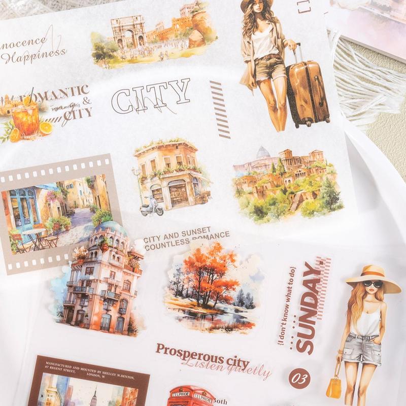 Product Introduction of Romantic Journey Theme Sticker, 10pcs/bag Scrapbooking & Journal Making Diy Decorative Sticker, Sticker Book for Phone Case    Photo Album Decor 6