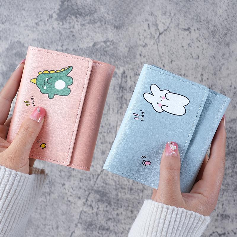 Ví Nhỏ Dành Cho Nữ, Ngắn Và Dễ Thương, Gấp Ba Lần, Chủ Thẻ, Thích Hợp Cho Sinh Viên, Túi Đựng Căn Cước Cho Bé Gái, ví đựng tiền Xu, Thiết Kế Hoạt Hình, Ví Nữ 5