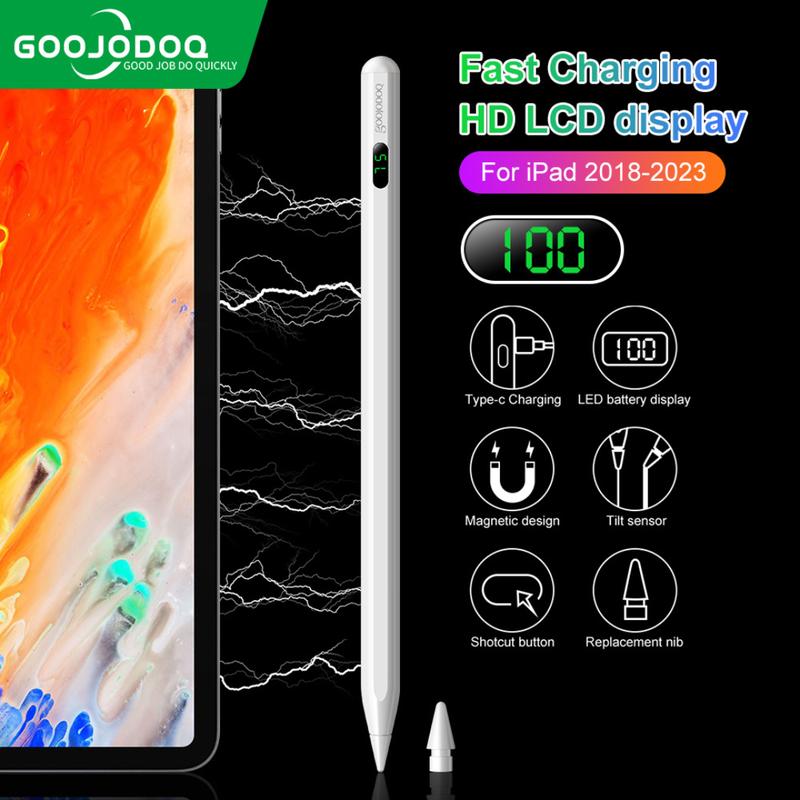 [COD/GOOJODOQ] Bút cảm ứng 2023 mới Goojodoq cho ipad Pencil 2 1 với Digital Power Display Anti-mistouch Stylus cho iPad 2018 - 2022 Phụ Kiện