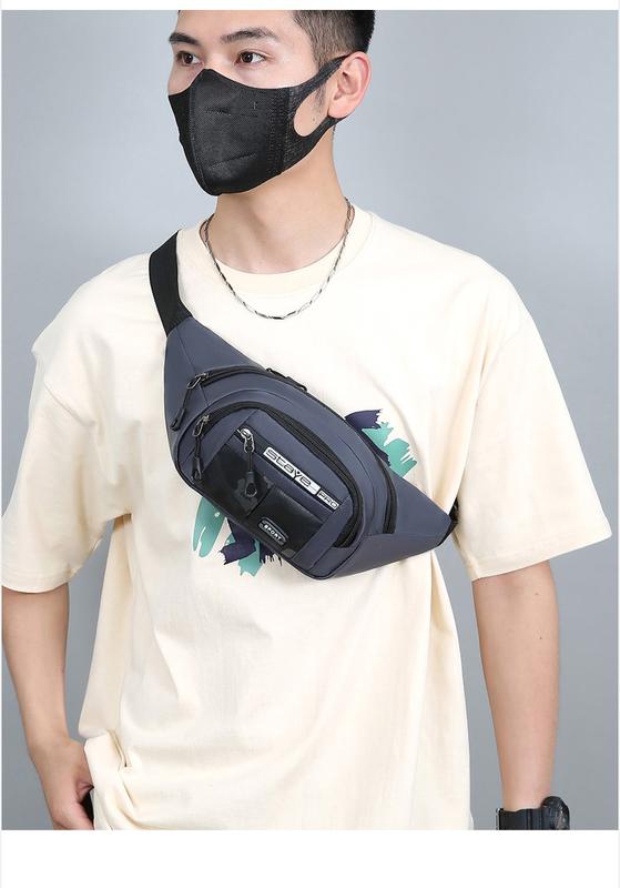 Product Introduction of Solid Color Men Chest Bag Outdoor Sports Waist Pack For Boys Multi Layered Design Crossbody Bags 10