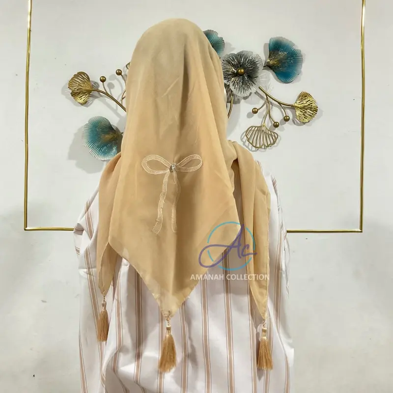 Hijab Coquette Tassel Bordir Pita Jilbab Paris Tasel Hijab Ribon 3