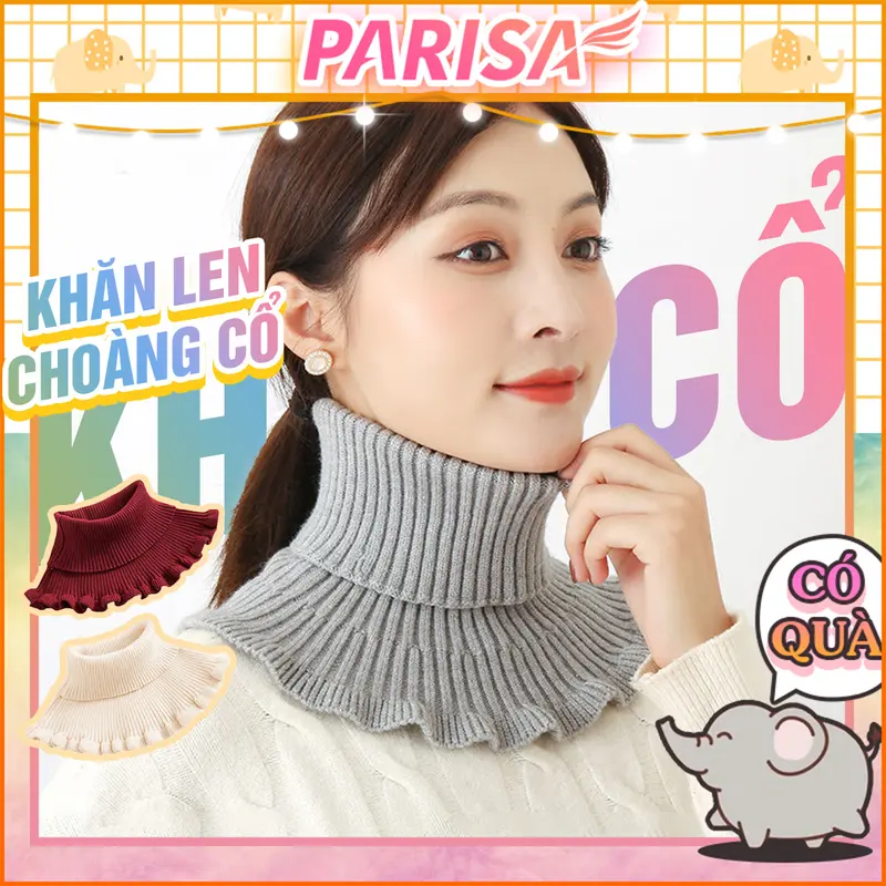 Khăn Len Choàng Cổ Chui Đầu Giả Áo Cổ Lọ Giữ Ấm 2371 - PARISA 0