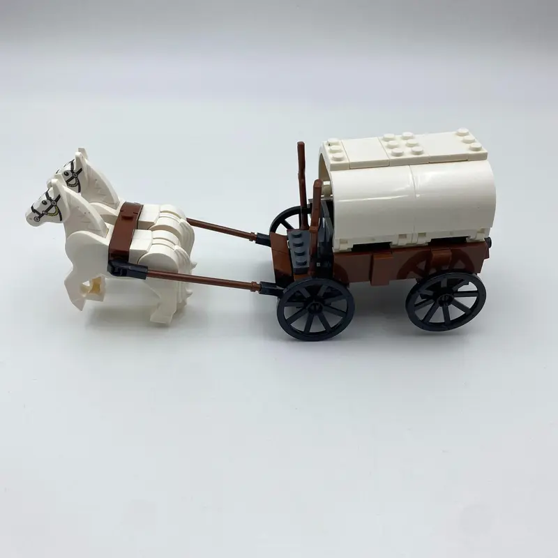 Medieval Ancient Chariot Transport, Western Chariot, Prisoner Chariot, Small Particle Building Block Assembly Transport, Christmas Gift 4