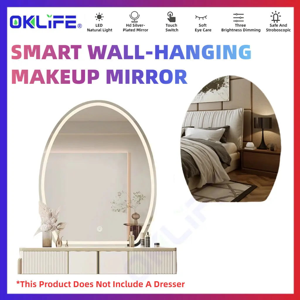 [OKLIFE.SG ]Smart led Makeup Mirror Desktop Wall hanging Vanity Mirror Desktop Wall Hanging Vanity Mirror Antifog Mirror