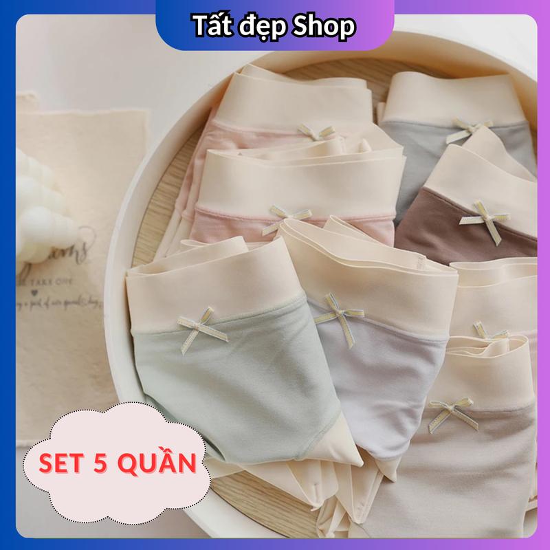Bộ 5 Quần Lót Bầu Tơ Lạnh Tàng Hình, Quần Chip Bầu Sau Sinh Cạp Chéo Đáy Cotton 2 Lớp Cao Cấp Đàn Hồi - Trắng - Women, Nữ