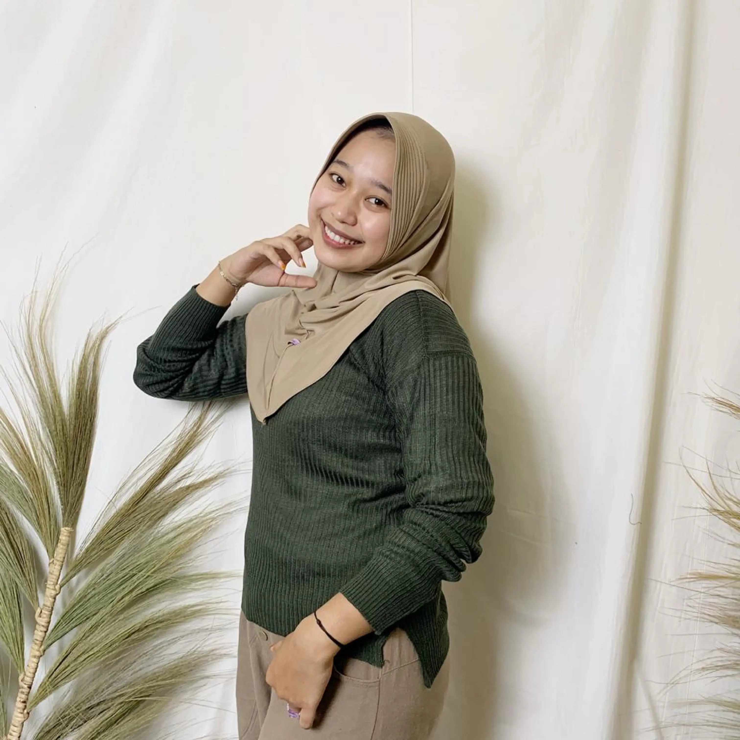 Blouse baju rajut kekinian termurah warna army
