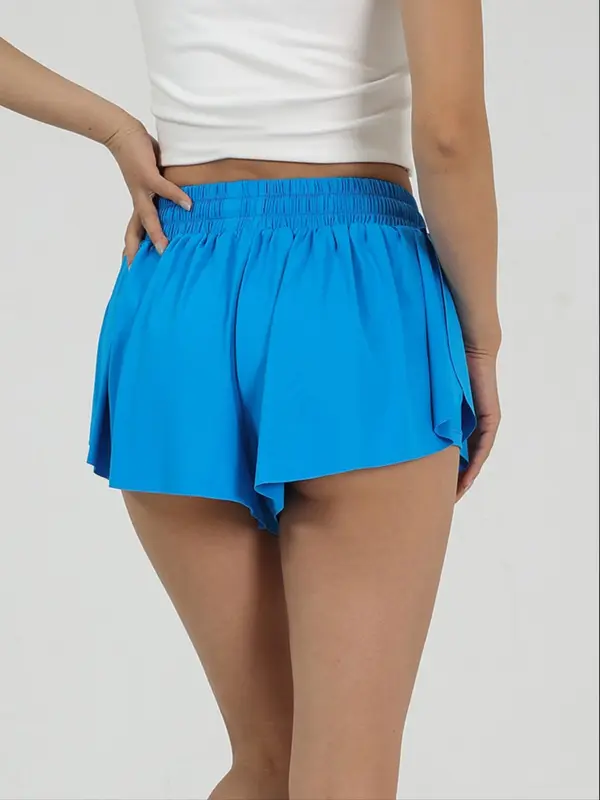 Women's Solid Color Ruffle Trim Sports Skort, Casual Comfy Breathable High Waist Built-in Shorts Skort for Tennis Golf Workout Running, Ladies Sportswear for Summer 6