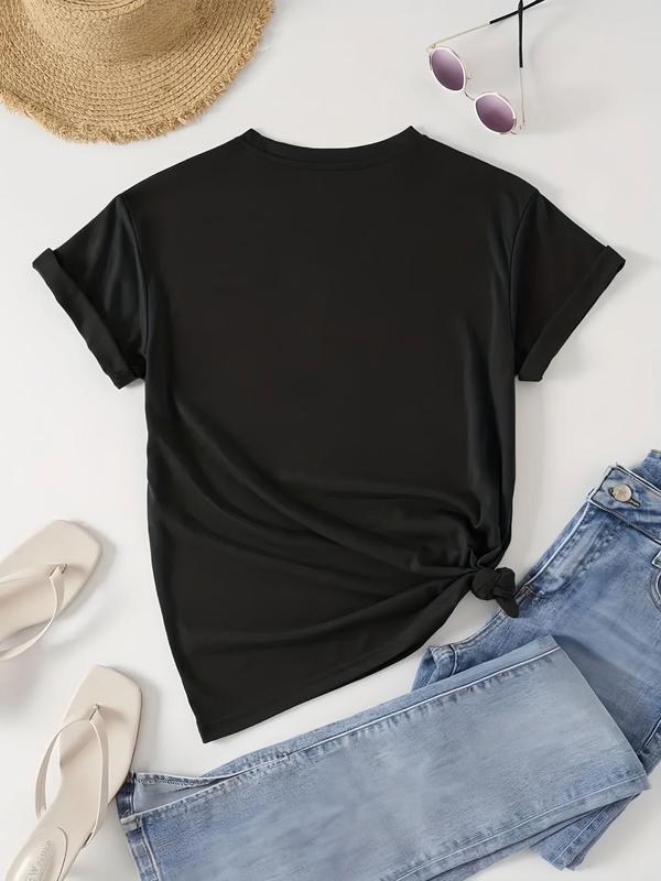 Women's "Retired" Letter Print Round Neck Graphic Tee, Vintage Trendy Casual Short Sleeve T-shirt for Daily Wear, Ladies Summer Outfit 1
