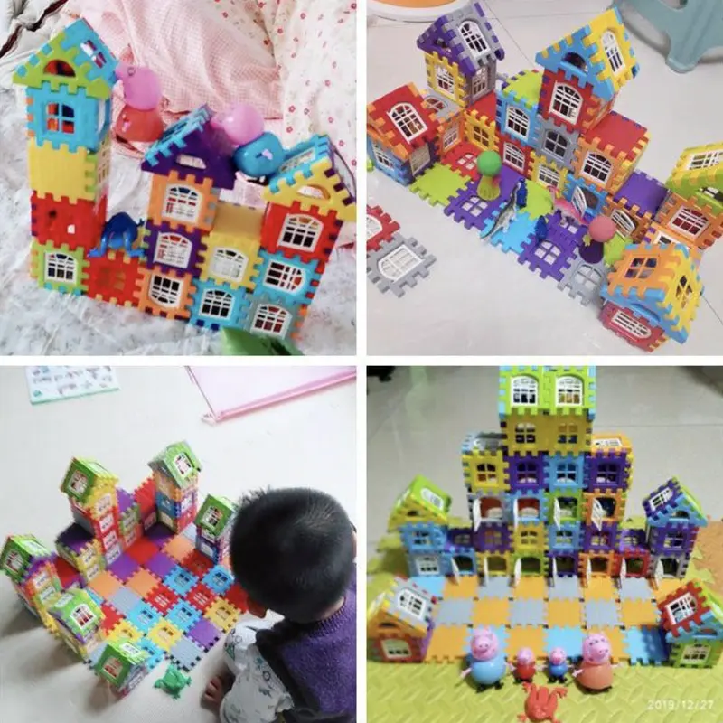 Bộ 210 chi tiết xếp hình khối xây dựng 3 chiều, xếp hình nhà, lâu đài cho bé (Bản nâng cấp) 4