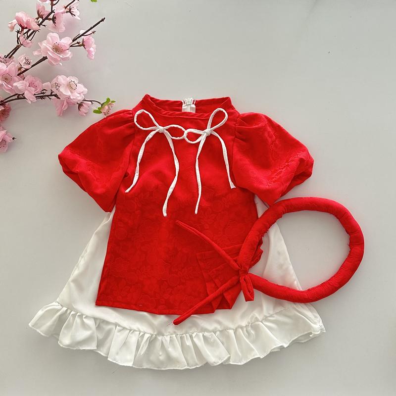  Áo Dài Cách Tân Cho Bé Size 5-18kg Tông Màu Đỏ Rực Rỡ Cho Bé Đón Xuân Áo Được Lên Từ Chất Lụa Gấm Phối Chân Váy Lụa Satin Cao Cấp Mềm Mịn Mát 