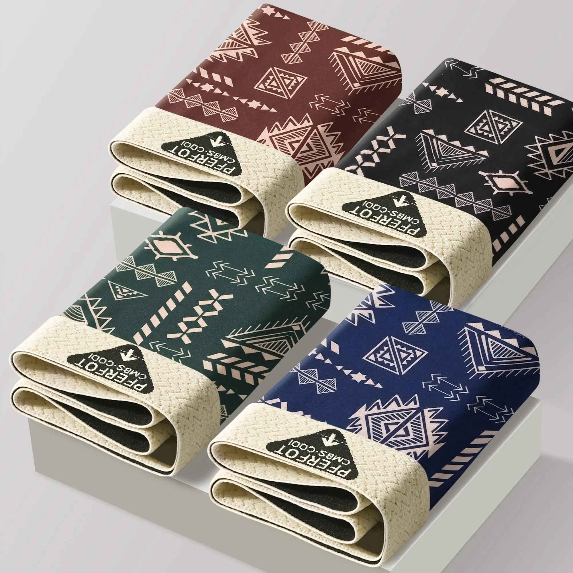 PAKET 4 PCS Celana Dalam Pria Boxer Motif Tribal Geometrik Modern Poliester Spandeks CDP3303 Bahan Nyaman Desain Stylish Sholadia