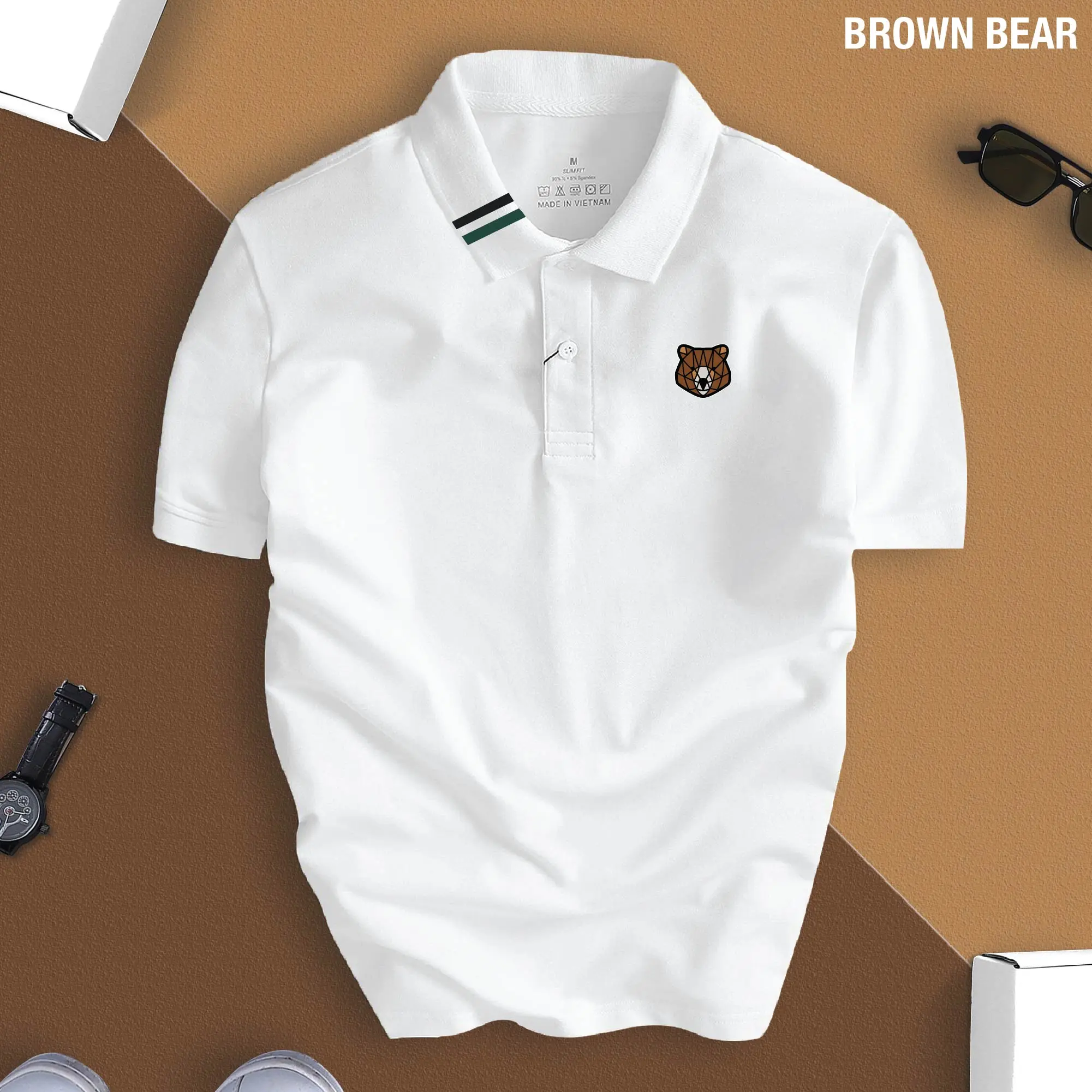 Áo thun POLO BROWN BEAR cổ bẻ BASIC CVC vải cá sấu sang trọng, lịch lãm, thoáng mát Nam Menswear Ngắn Tay Có Cổ Cotton Shirt