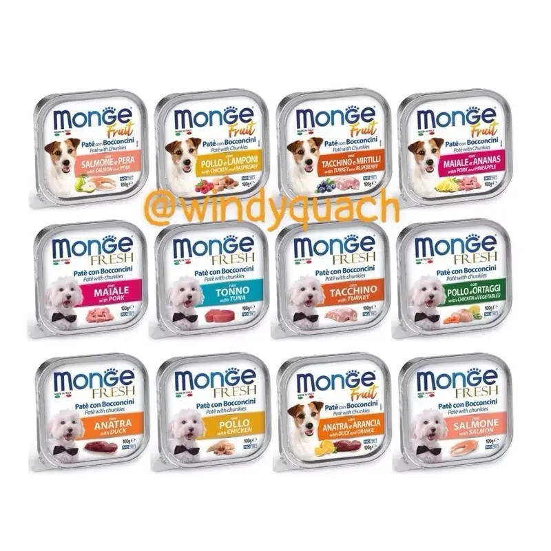 ￼PATE MONGE CHO CHÓ NHIỀU VỊ THƠM NGON 100gr NHẬP KHẨU Ý
